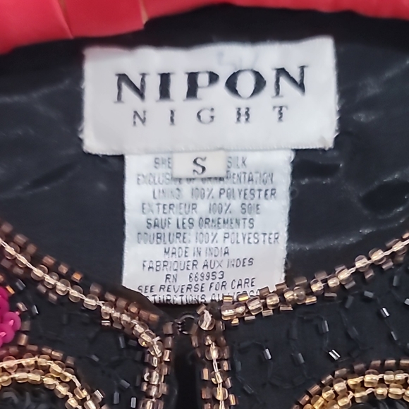 Nipon Night VINTAGE India SILK Beaded SEQUIN Trophy Jacket Collarless - Picture 6 of 6